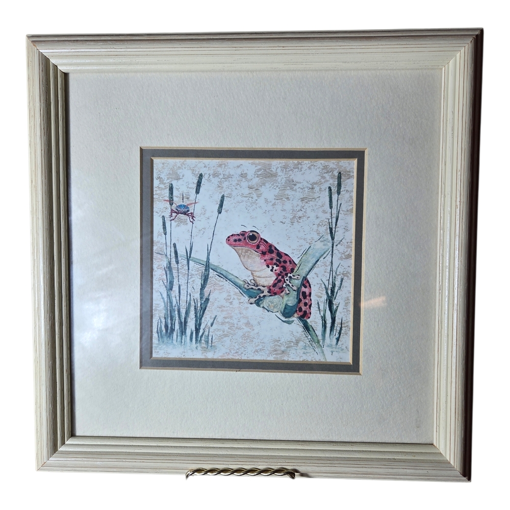 Frog Art Print in Cream Frame